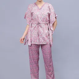 NIGHTSPREE Printed Maternity Kaftan Night suit-image-60