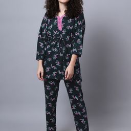 Aerowarm Women 2 Pieces Floral Printed Pure Cotton Night Suit-image-79
