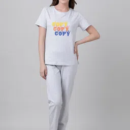mackly Typography Printed T-shirt With Pyjamas-picture-57