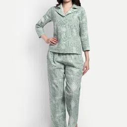 NIGHT FLOSS Geometric Printed Night suit-image-70