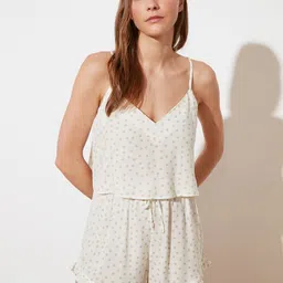 Trendyol Polka Dots Printed Shoulder Straps Cami & Shorts-picture-28