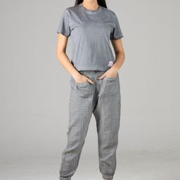 evolove Women Grey Pure Cotton Night suit-image-91