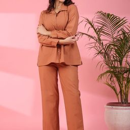SANSKRUTIHOMES Shirt Collar Pure Cotton Night Suit-image-81