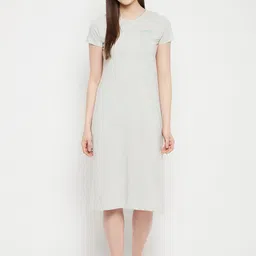 MADAME M SECRET Cream-Coloured Solid Nightdress-image-93