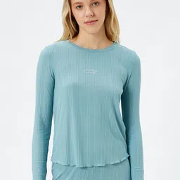 Koton Striped Round Neck Long Sleeve Night suit-image-13