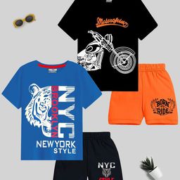 KUCHIPOO Boys Pack Of 2 Graphic Printed Round Neck Clothing Sets-image-55