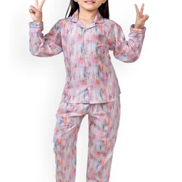 BAESD Girls Printed Long Sleevess Cotton Shirt Pyjamas Set-picture-41