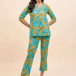 MABISH by Sonal Jain Conversational Printed Pure Cotton Kurti With Pyjamas-image-67