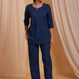 Ichaa Polka Dot Printed Pure Cotton Night suit-picture-16
