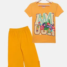 SINI MINI Girls Typography Printed Pure Cotton Night Suit-image-7