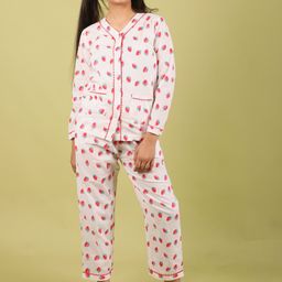 TWEENY MINI Girls Graphic Printed V-Neck Pure Cotton Shirt & Pyjama-image-95