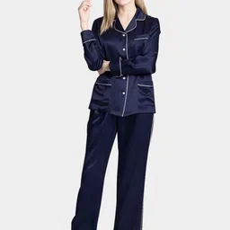 Bella Babe by SK Lapel Collar Satin Night Suit-picture-45