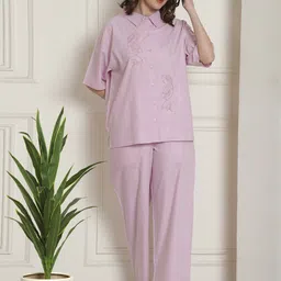Kanvin Printed Shirt Collar Pure Cotton Shirt With Pyjamas-image-23
