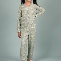 TWEENY MINI Girls Floral Printed V-Neck Shirt & Pyjama-image-41