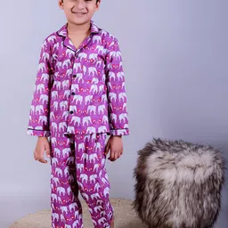 UNBIND Boys Conversational Printed Lapel Collar Pure Cotton Shirt With Pyjamas-image-82