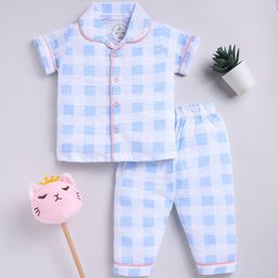Clt.s Unisex Kids Checked Pure Cotton Night suit-picture-28