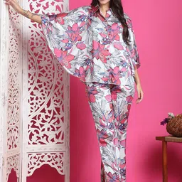 Claura Women Satin Printed Night suit-image-29