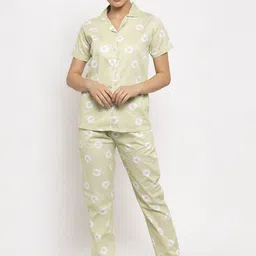 Claura Women Geometric Printed Pure Cotton Night suit-image-47
