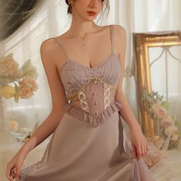 LULU & SKY Self Design Lace Detail Satin Slip Baby Doll-image-65