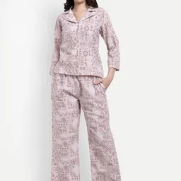 NIGHT FLOSS Geometric Printed Night suit-image-24