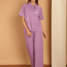 Kanvin Purple Pure Cotton Night suit-image-83