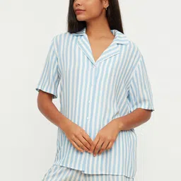 Trendyol Striped Lapel Collar Shirt & Shorts-image-95