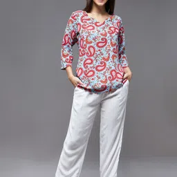 BAESD Ethnic Motifs Printed Kurti With Pyjama-picture-9