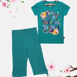 SINI MINI Girls Typography Printed Pure Cotton Night Suit-image-25