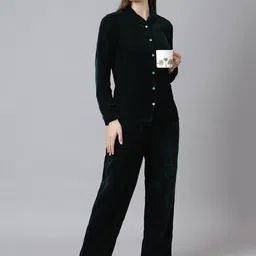 Cation Women Green Solid Night Suit-image-36