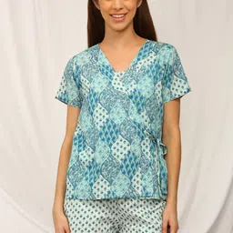 Bannos Swagger 3 Pieces Ethnic Motifs Printed Pure Cotton Night Suit-picture-57