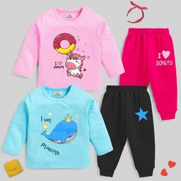 KUCHIPOO Girls Pack Of 2 Graphic Printed Night suit-image-48