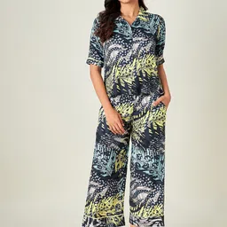 The Kaftan Company Women Blue Printed Night suit-image-30