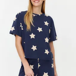 Trendyol Geometric Printed Pure Cotton Night Suit-picture-18