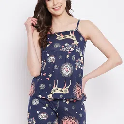 Camey Floral Printed Shoulder Straps Night suit-picture-26