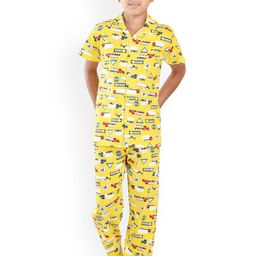 Clothe Funn Boys Conversational Printed Pure Cotton Night Suit-image-98