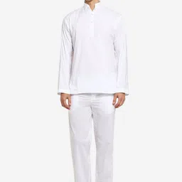 shopbloom Men White Cotton Night suit-image-98