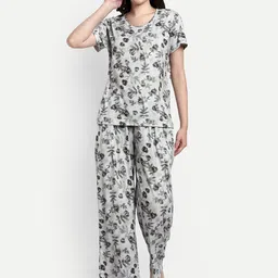 NIGHT FLOSS Floral Printed Pure Cotton Night suit-image-66