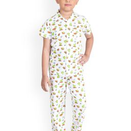 Clothe Funn Boys Conversational Printed Pure Cotton Night Suit-image-52