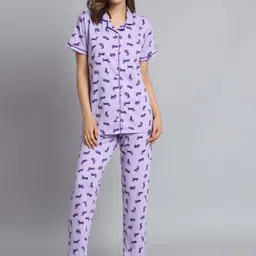 SEPHANI Conversational Printed Lapel Collar Night suit-image-56