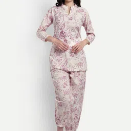 NIGHT FLOSS Floral Printed Pure Cotton Night suit-image-79