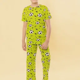 Ninos Dreams Boys Conversational Printed Pure Cotton T-shirt With Pyjamas-picture-26