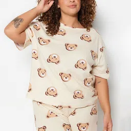 Trendyol Graphic Printed Pure Cotton Night Suit-image-28