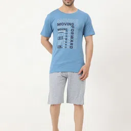 Masculino Latino Typographic Printed Pure Cotton T-shirt With Shorts-image-76