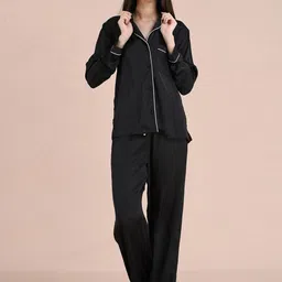 mackly Lapel Collar Full Sleeve Satin Night suit-image-72
