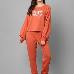 Aerowarm Typography Printed Round Neck Puff Sleeve Night suit-picture-34