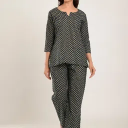 CRAFIQA Women Blue Printed Night suit-image-4