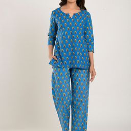 CRAFIQA Women Blue & Green Printed Night suit-image-40