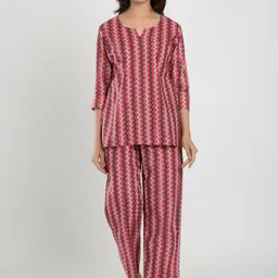 CRAFIQA Women Pink & Black Printed Night suit-image-16