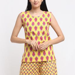 NEUDIS Women Yellow & Pink Printed Night suit-image-59