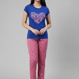 LYRA Women Floral Printed Pure Cotton Night Suit-image-43